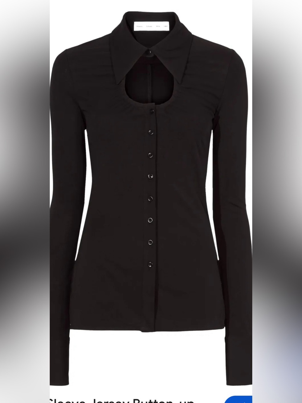 Proenza Schouler Black Button-Front Long Sleeve Shirt with Collar